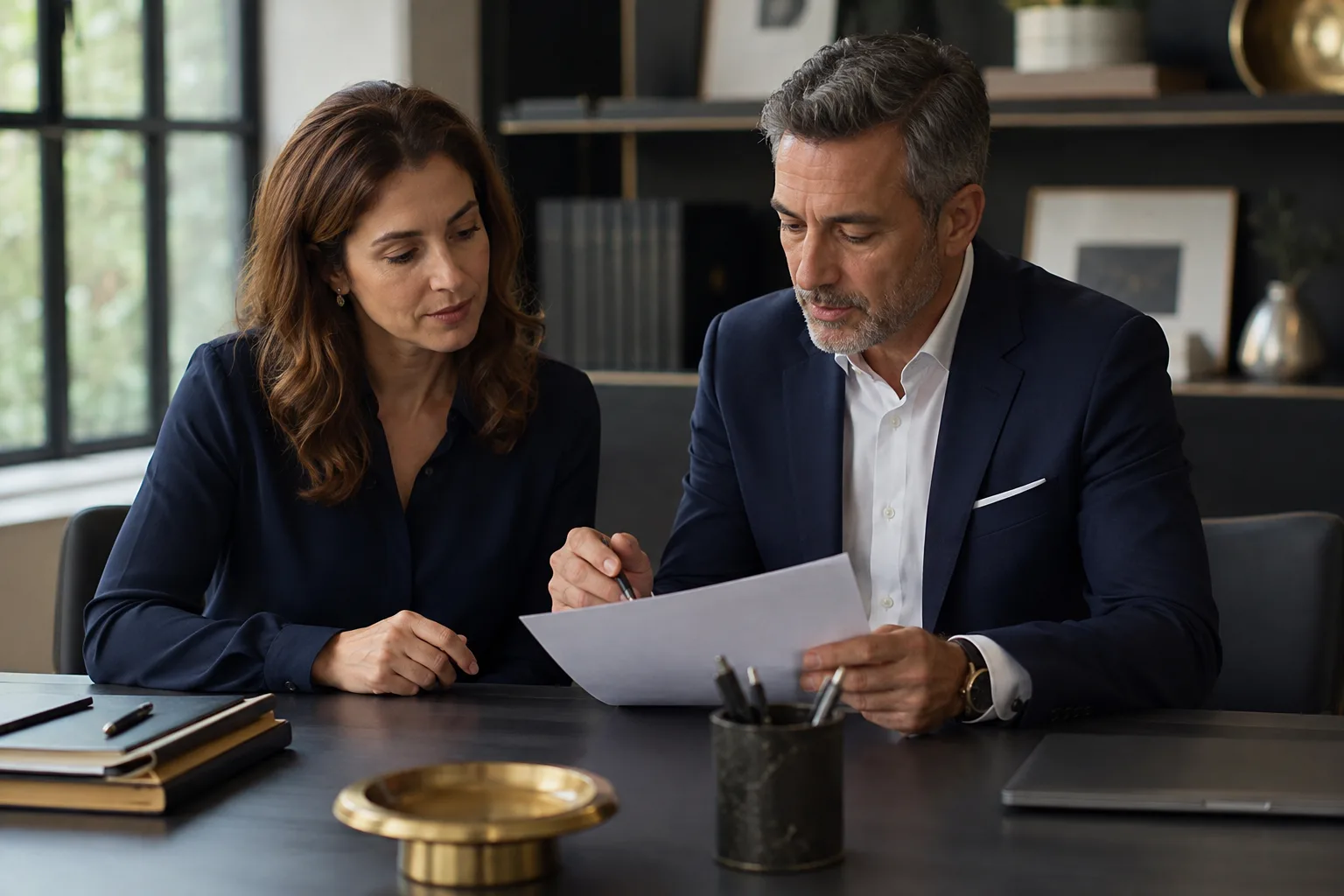 A purchaser and accountant review a draft maintenance purchase order