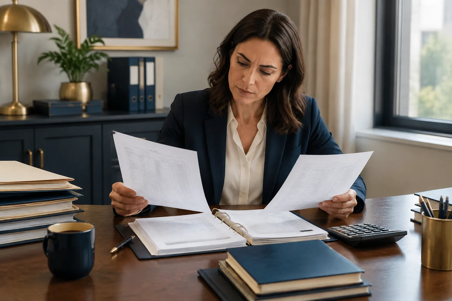 An accountant reconciles two purchase-order records before a retry